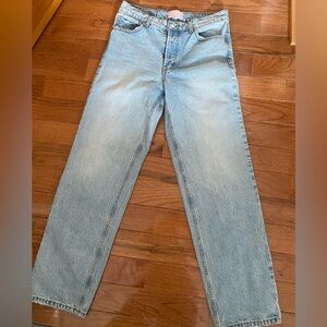 Revice Denim Button Fly Straight Leg Jeans 29 Raw Hem  Light Wash High Rise